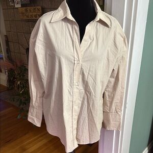 Zara Cream oversized  Button-Up Shirt (new without tags)
